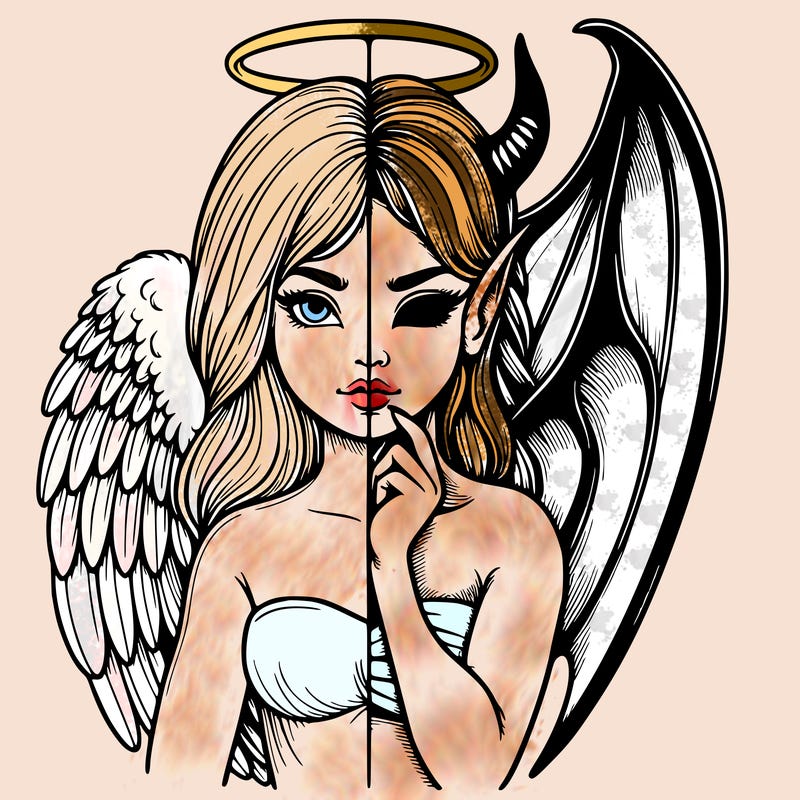 realistic angel half demon