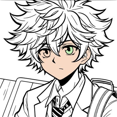 manga character boy with large hair