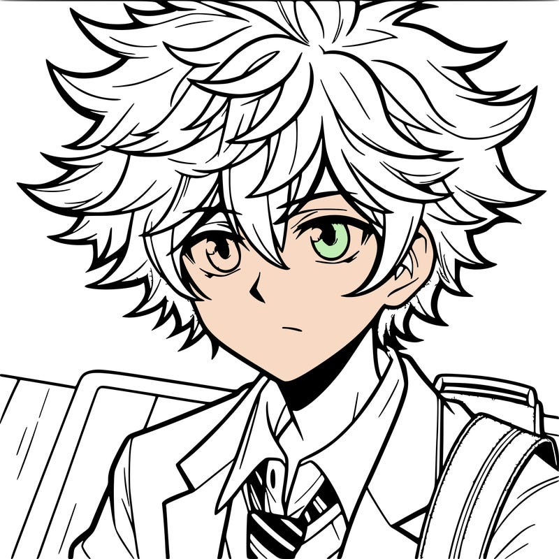 manga character boy with large hair