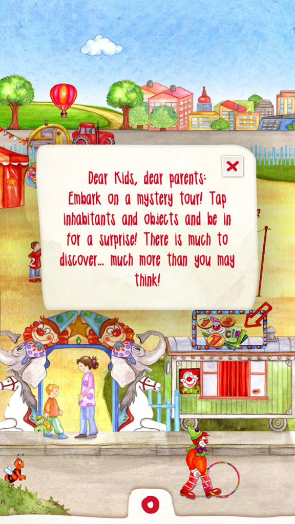 Animal Circus - Toddler's Seek & Find - A hand drawn circus illustration with a welcome message for parents and children