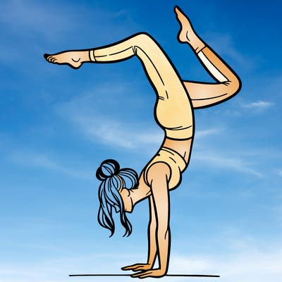 a woman doing a handstand