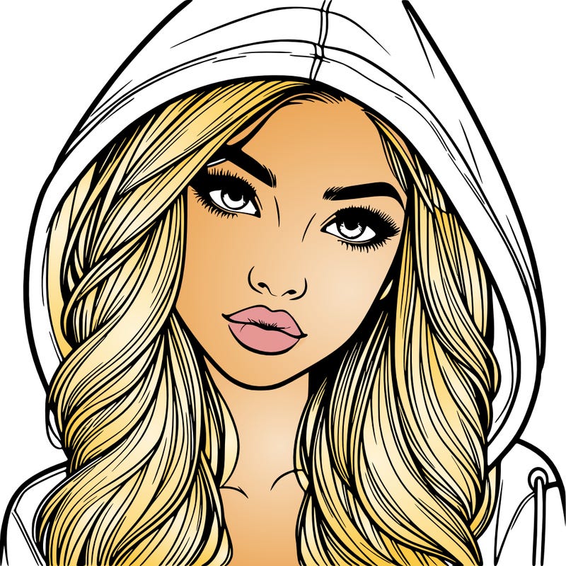 realistic beautiful girl with a hood on