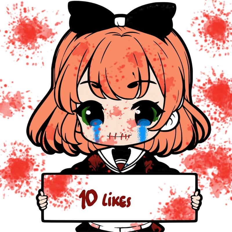 cute anime girl holding a sign