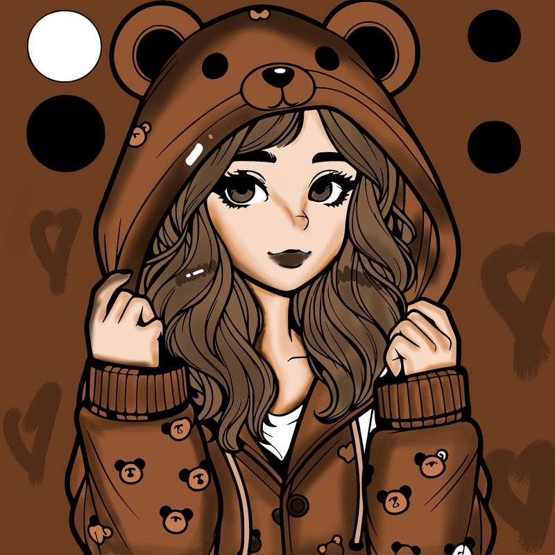 realistic girl in a animal pjs hoodie