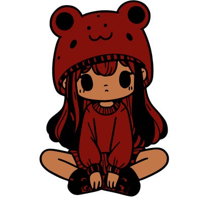 a girl wearing a frog hat and some frog socks