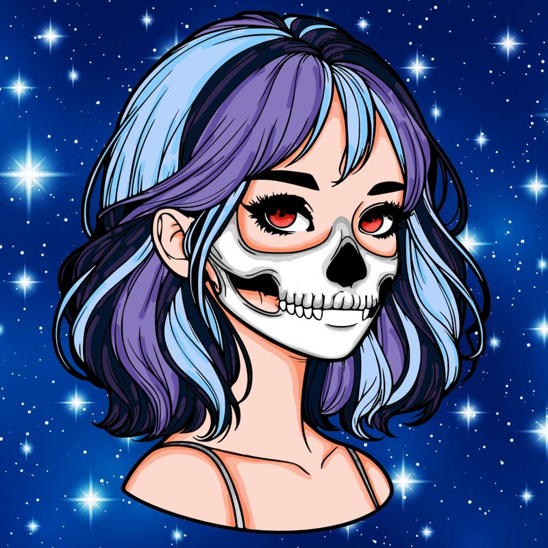 realistic girl with skull