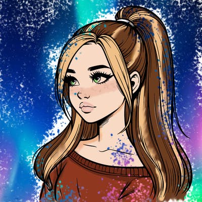 realistic girl with a high ponytail