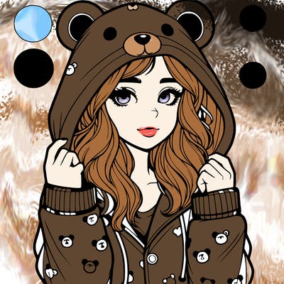 realistic girl in a animal pjs hoodie