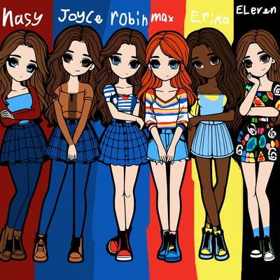 a group of girls realistic