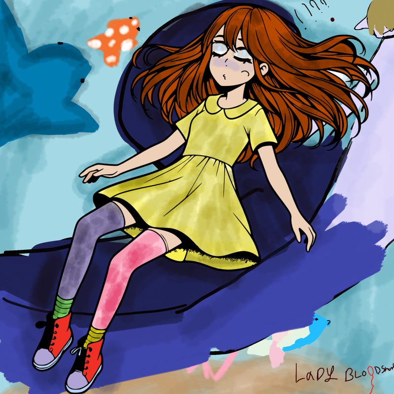 realistic girl floating