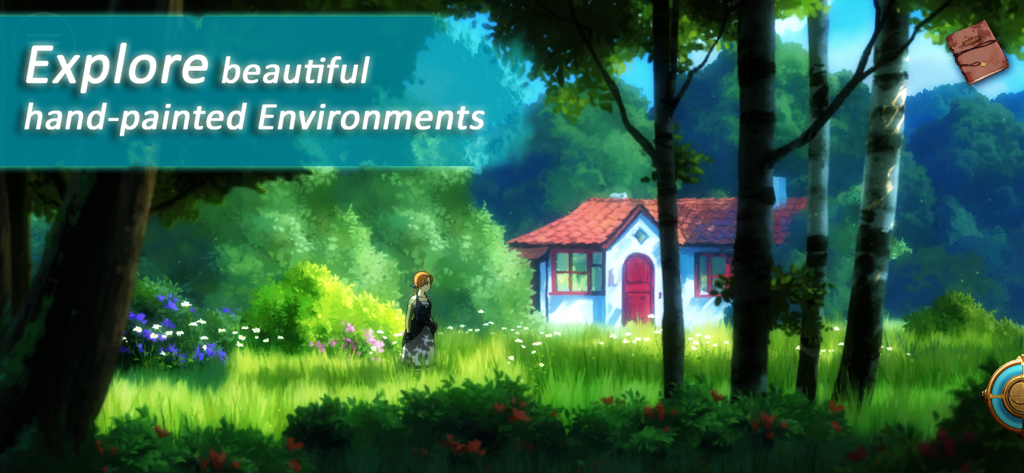 Forgotton Anne - Anne walking through a hand-painted forest toward a cottage in Forgotton Anne