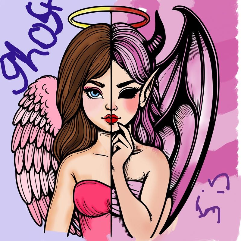 realistic angel half demon