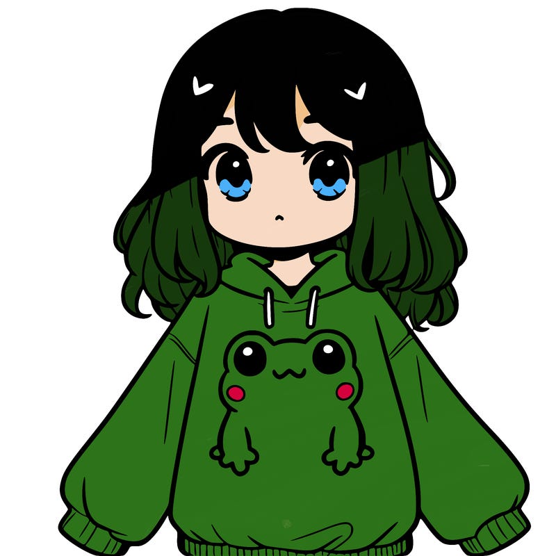 girl wearing frogging sweatshirt