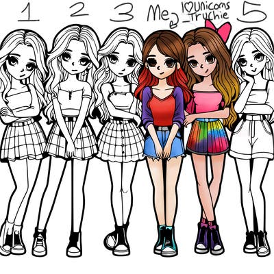 a group of girls realistic