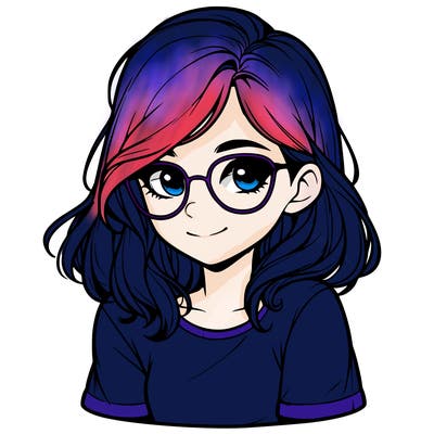 realistic girl with glasses