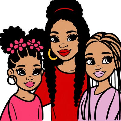 black girl mom and daughters
