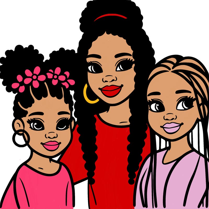black girl mom and daughters