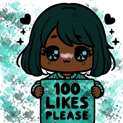 cute girl holding a sign saying 100 likes please