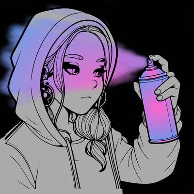 a realistic girl, spray painting