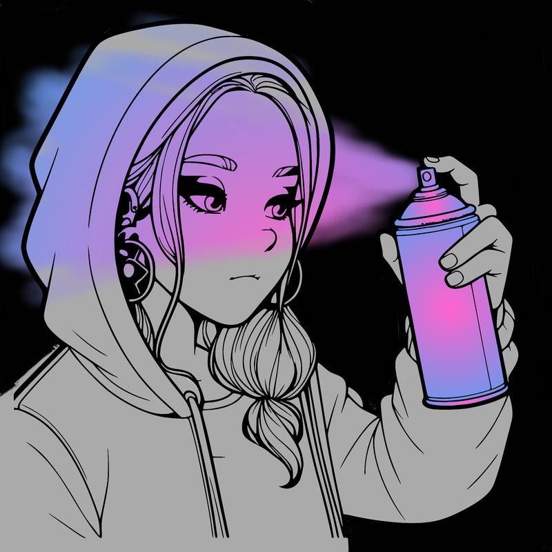 a realistic girl, spray painting