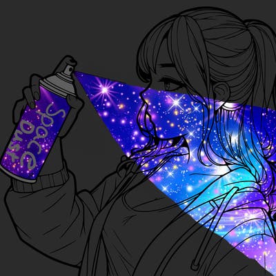 a realistic girl spray, painting