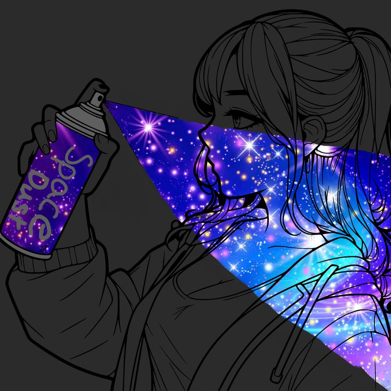 a realistic girl spray, painting