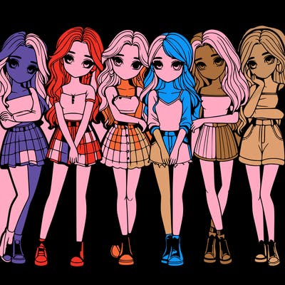 a group of girls realistic