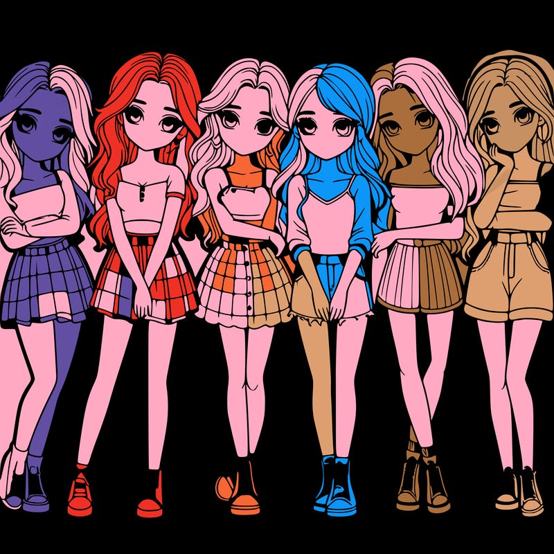 a group of girls realistic