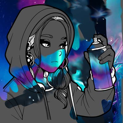 a realistic girl, spray painting