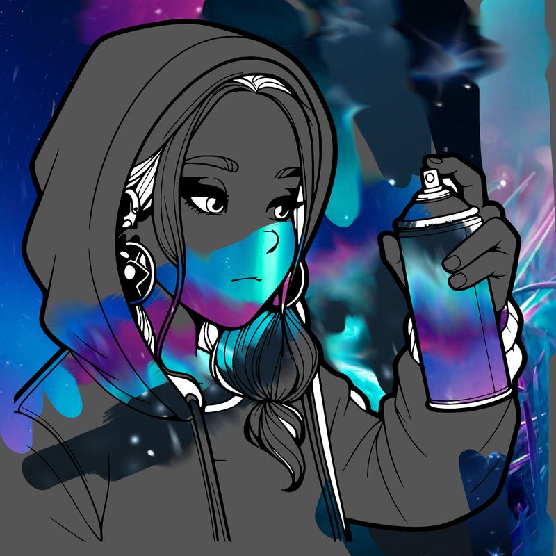 a realistic girl, spray painting