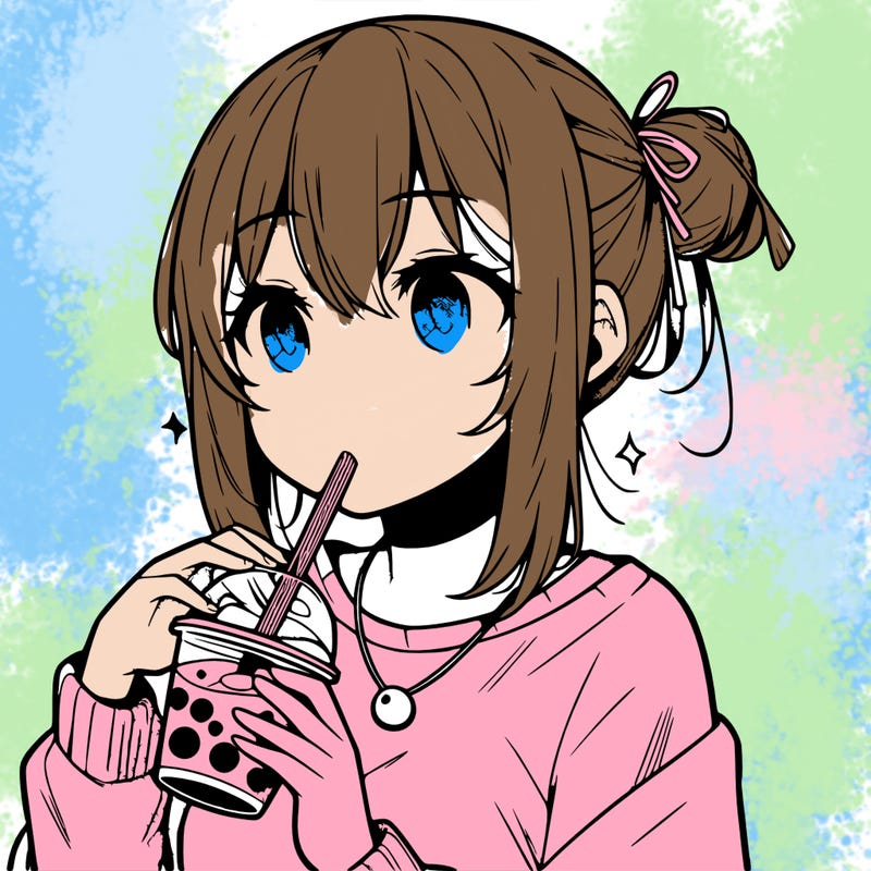 manga character drinking boba