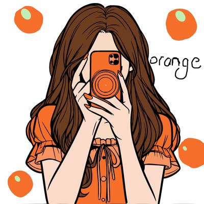 a realistic girl holding her phone taking pictures