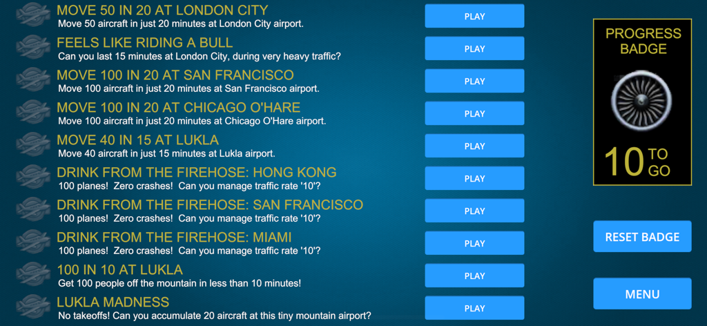 Airport Madness 3D 2 - さまざまな世界の空港向けのAirport Madness 3D 2の航空交通管制チャレンジのリスト。