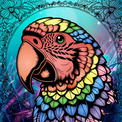 realistic parrot mandala