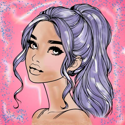 realistic girl with a ponytail on her hair and lips