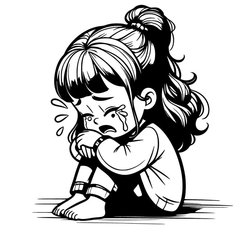 realistic girl crying on floor