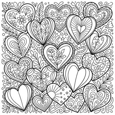 Immerse yourself in the serene beauty of our Paper Hearts coloring page, thoughtfully designed with seniors in mind. This template features large, clear outlines of meticulously crafted paper hearts, offering a delightful and accessible coloring experience.