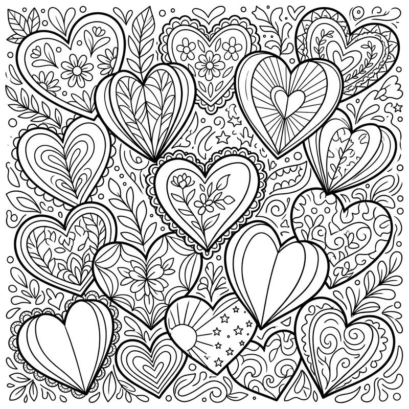 Immerse yourself in the serene beauty of our Paper Hearts coloring page, thoughtfully designed with seniors in mind. This template features large, clear outlines of meticulously crafted paper hearts, offering a delightful and accessible coloring experience.
