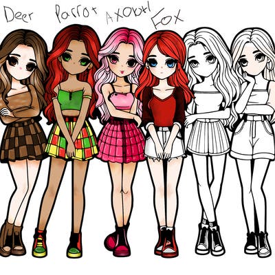 a group of girls realistic