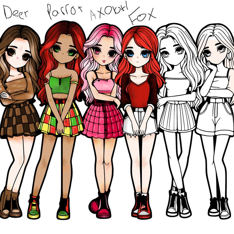 a group of girls realistic