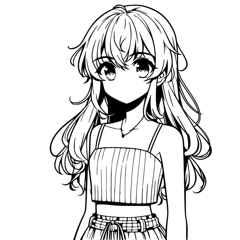 anime girl wearing crop top