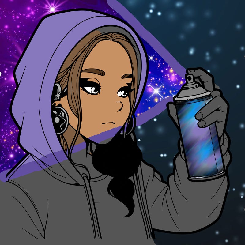 a realistic girl, spray painting