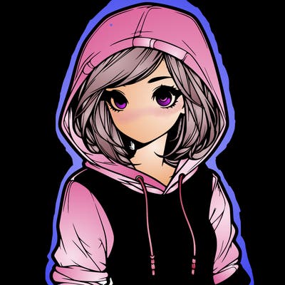 realistic girl with hoodie