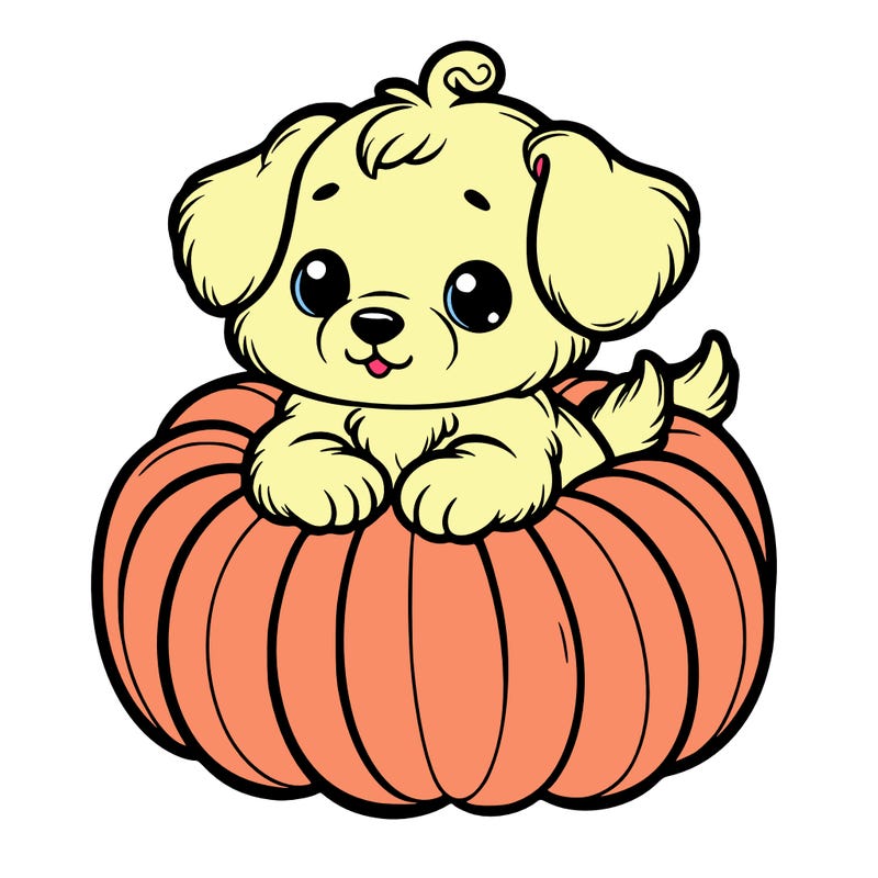 cute little puppy in a pumpkin