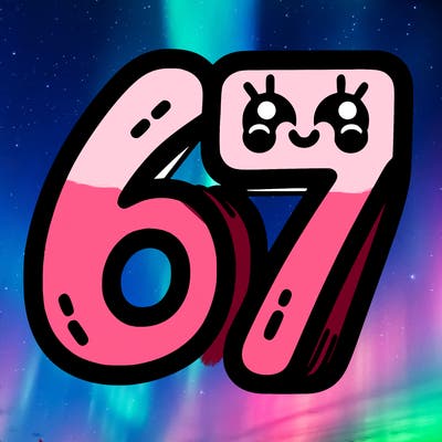 the numbers 67