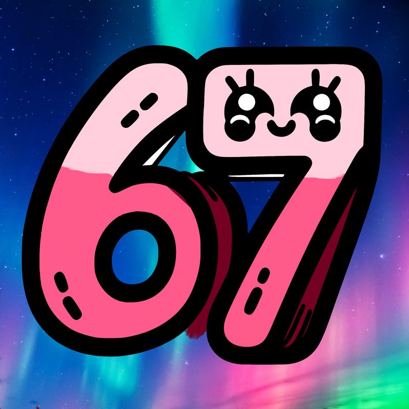 the numbers 67