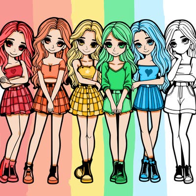 a group of girls realistic