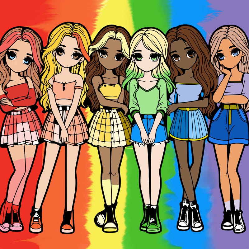 a group of girls realistic