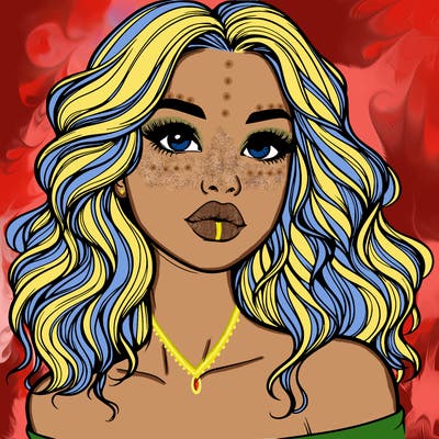 realistic girl with wavy hair and lips