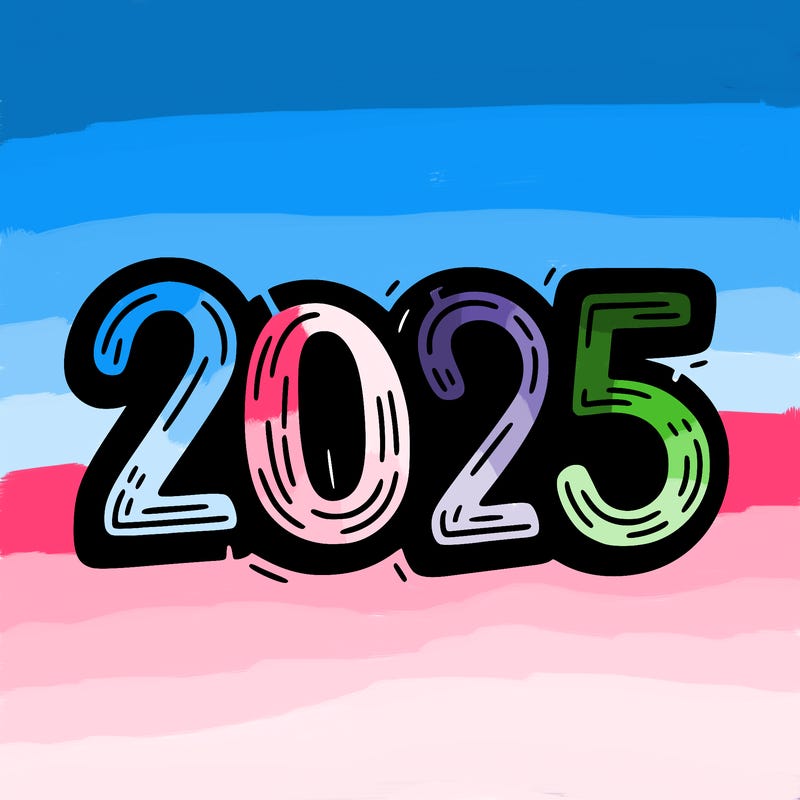 one line scrawled numbers sketch design “2025”